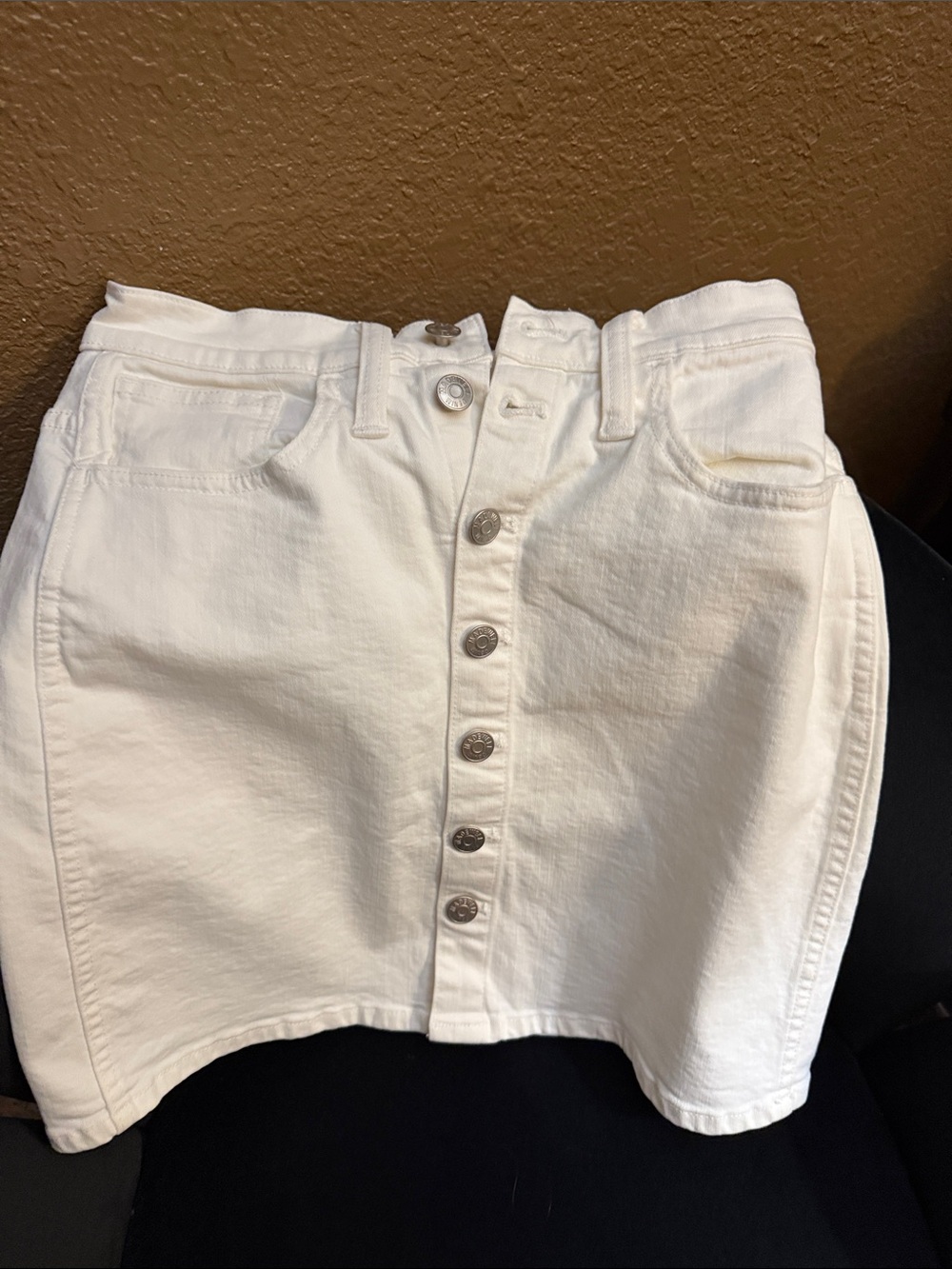 Madewell Stretch Denim A-Line Mini Skirt in Tile White: Button-Front Edition